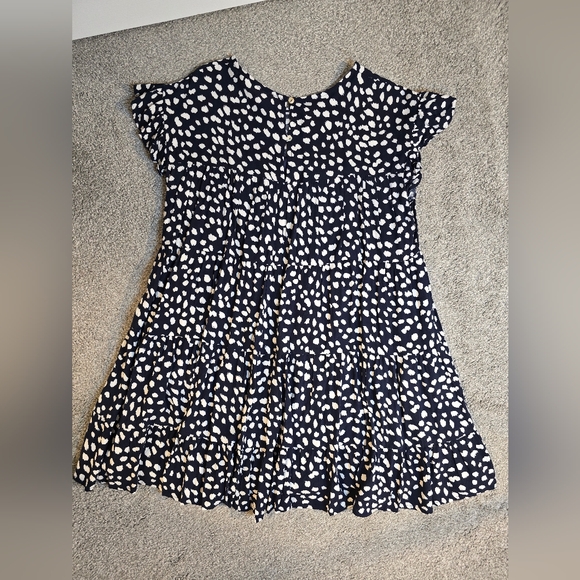 Entro Micro Floral Tiered Dress Navy & White Size Medium Lined - Picture 8 of 8